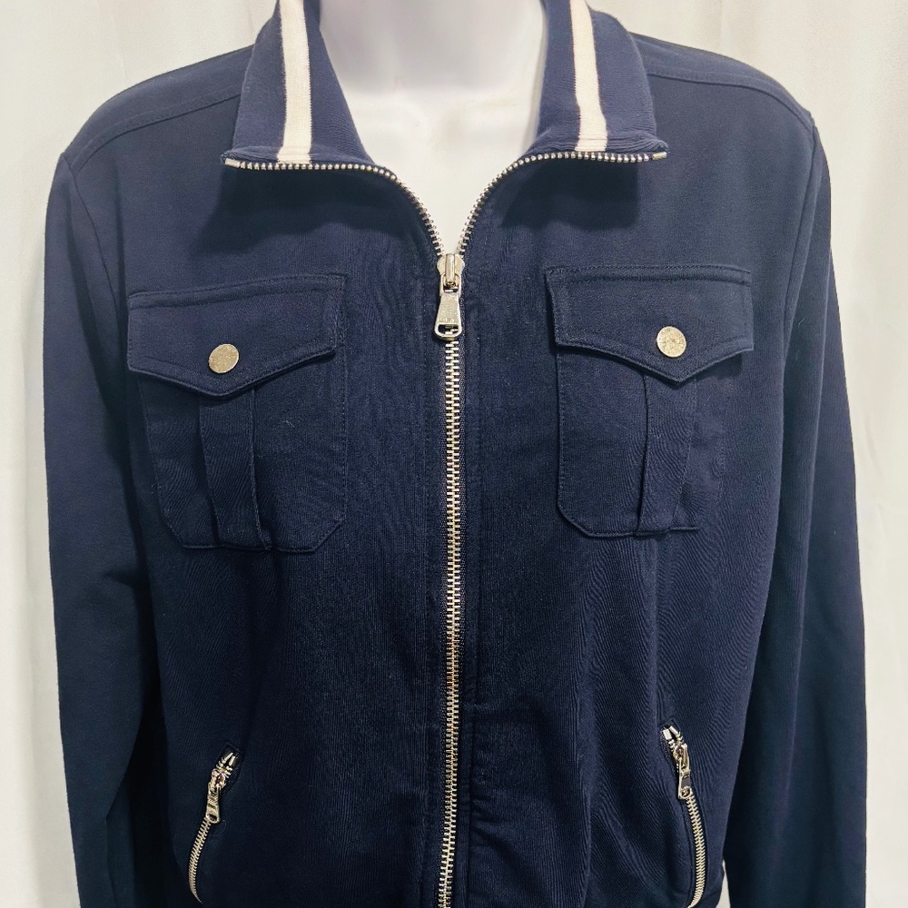 Lauren Ralph Lauren Full Zip Navy Nautical Womens M Boating Sweater Jacket